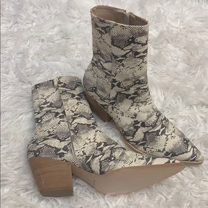 - Matisse Caty snakeskin bootie